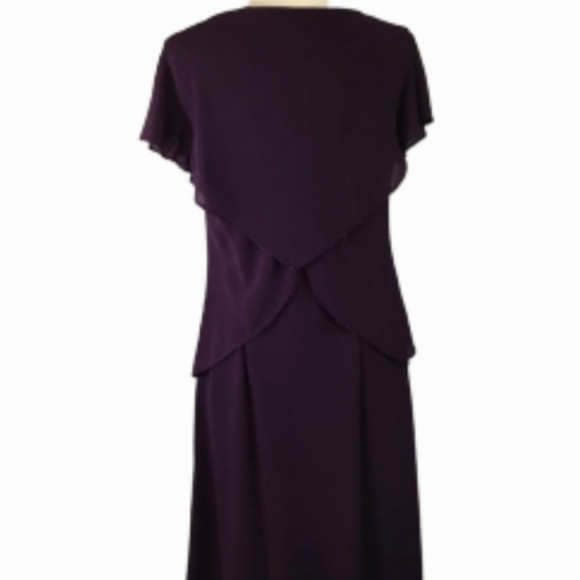 Coldwater Creek Sz 10 Purple Beaded V Neck Dress Wine Red - Picture 12 of 12